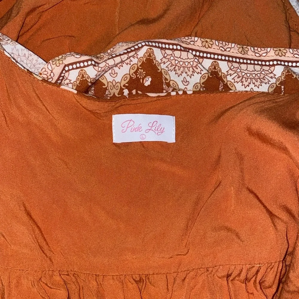 Pink Lily Orange Floral Mini Dress - Picture 7 of 7